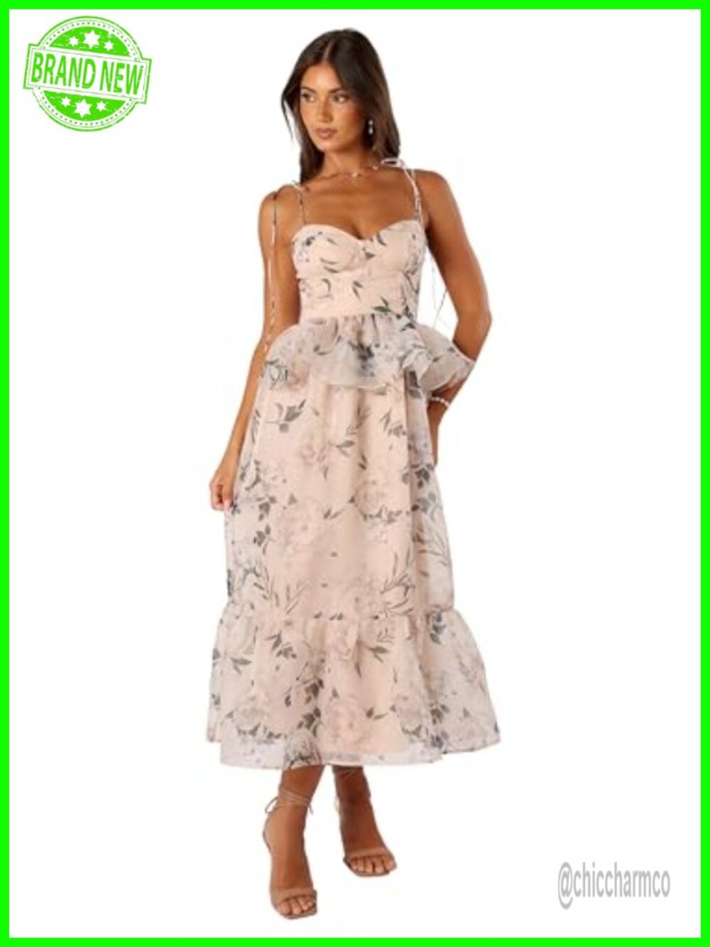 Petal & Pup Kennie Midi Dress Sweetheart Neckline Shirred Back